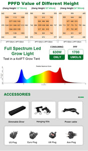 Full Spectrum LED 630w Foldable Grow Light  Samsung LED+660nm Red